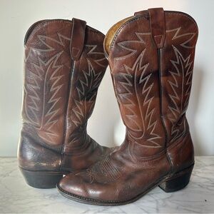 Vintage Cowboy Boots | Brown Leather Mens 10D Classic Western Stitch Americana